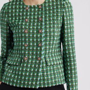Elie Tahari  Eleni  Double Breasted Tweed Blazer NWT